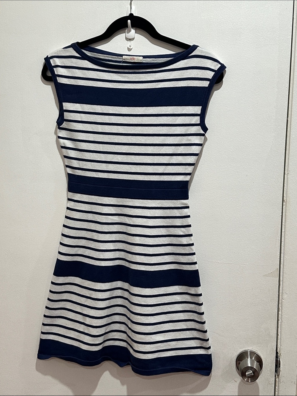 Trina Turk Navy & White Striped Sleeveless Knit Dress—please read!